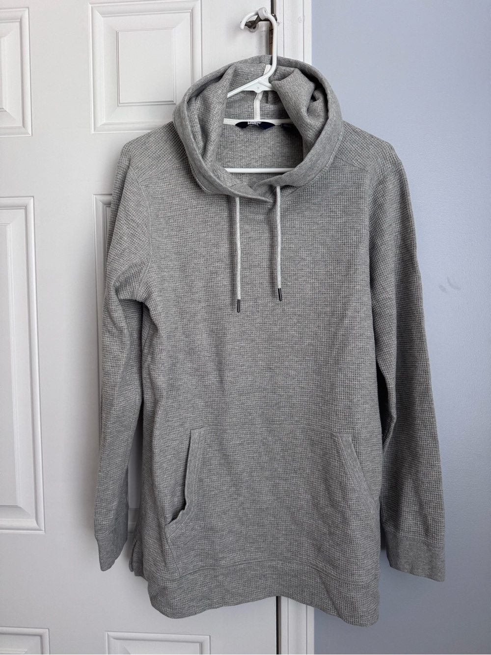 Women’s Land’s End Gray Waffle-Knit Hooded Pullover Shirt